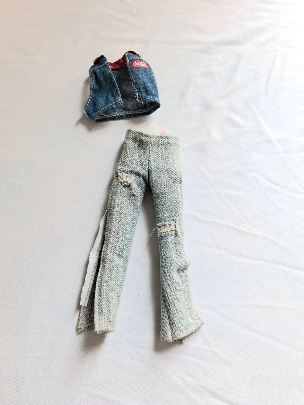 Barbie Doll Clothes Coca-Cola Blue Denim Vest with Light Washed Distressed Jeans